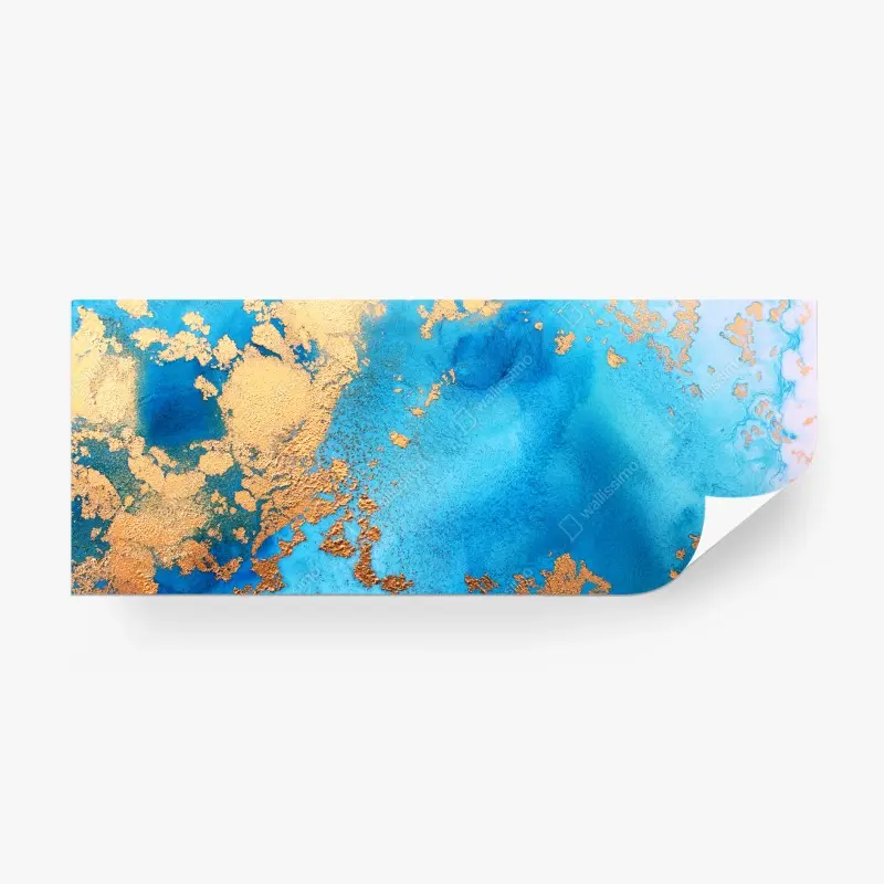 Fototapete blau-gold abstrakte ozeantextur