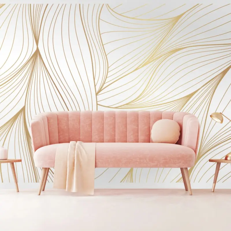 Fototapete goldene fließende linien abstraktes design