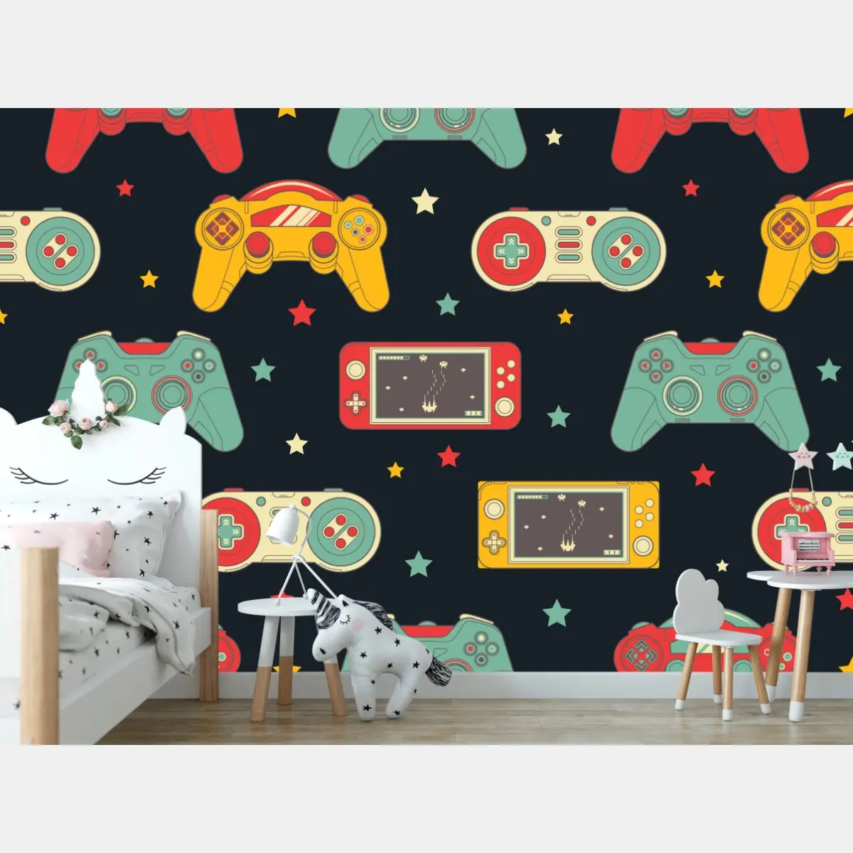 Fototapete retro gamecontroller muster – Pixers®