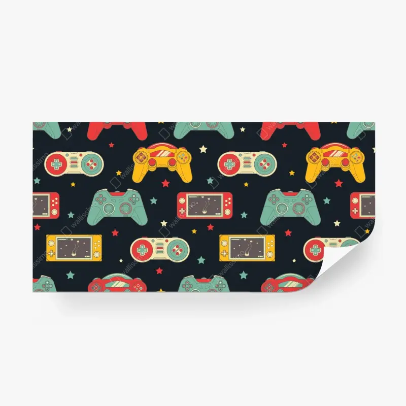 Fototapete retro gamecontroller muster