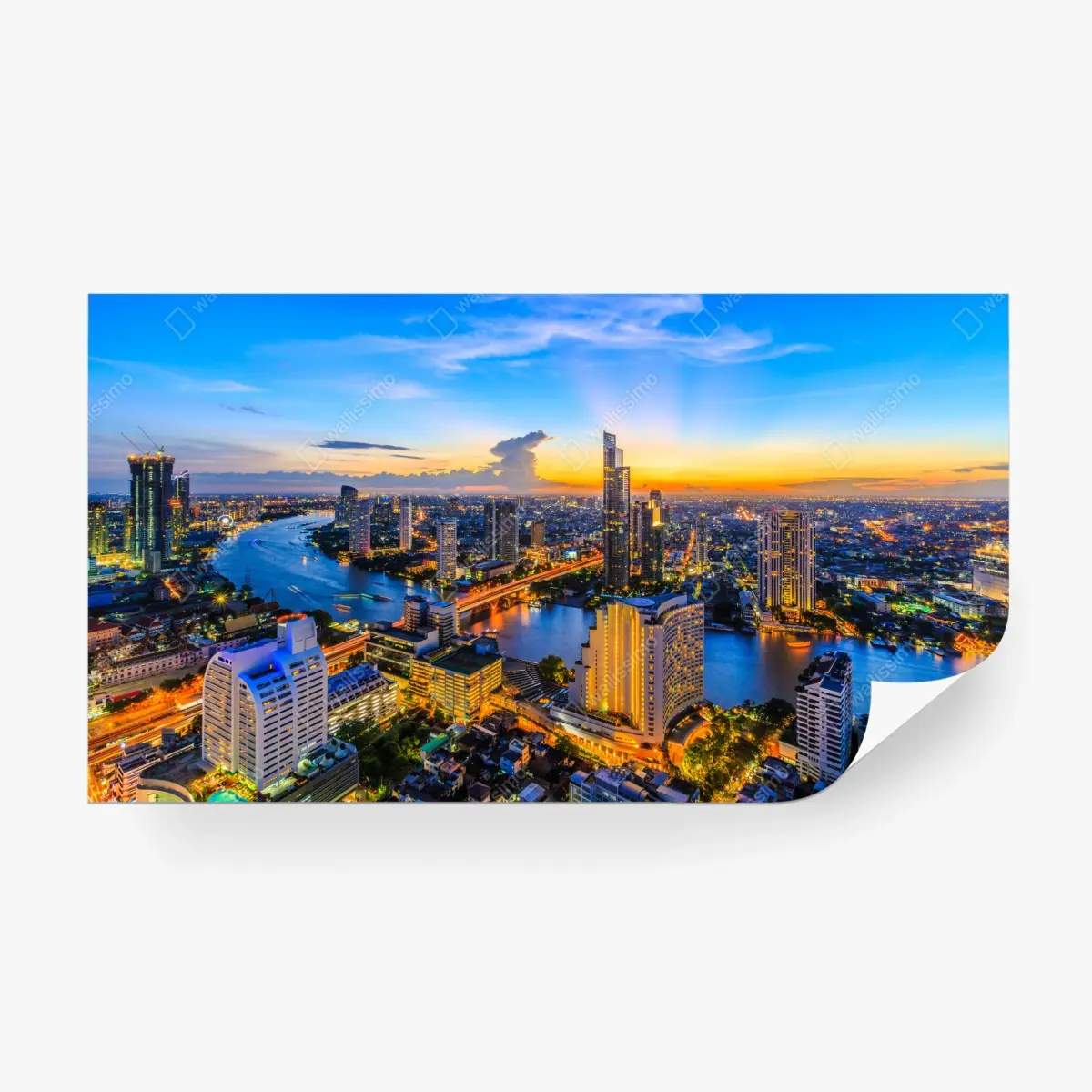 Fototapete lebendige stadtskyline bei dämmerung – Pixers®