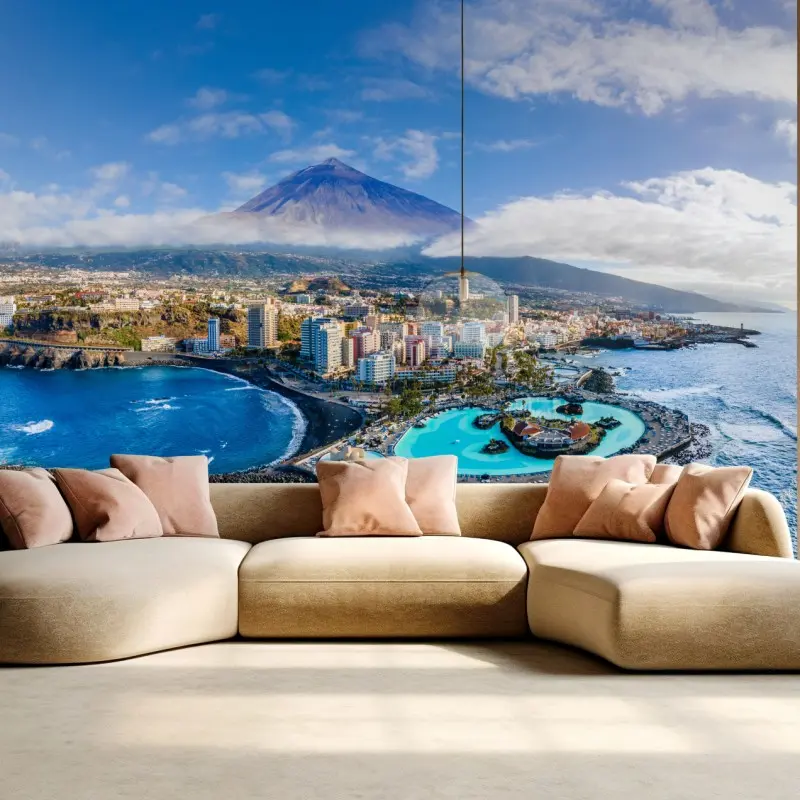 Fototapete luftpanorama der küste von Teneriffa mit dem Mount Teide