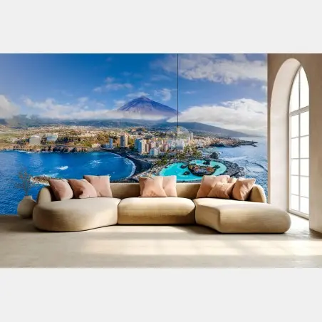 Fototapete luftpanorama der küste von Teneriffa mit dem Mount Teide – Pixers®