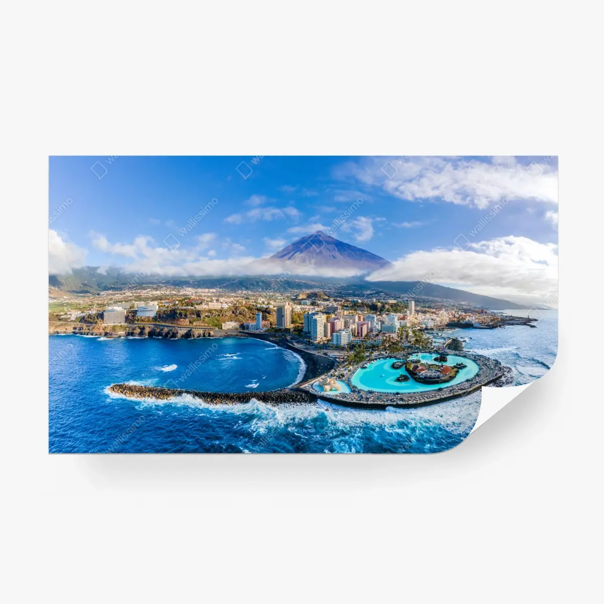 Fototapete luftpanorama der küste von Teneriffa mit dem Mount Teide – Pixers®