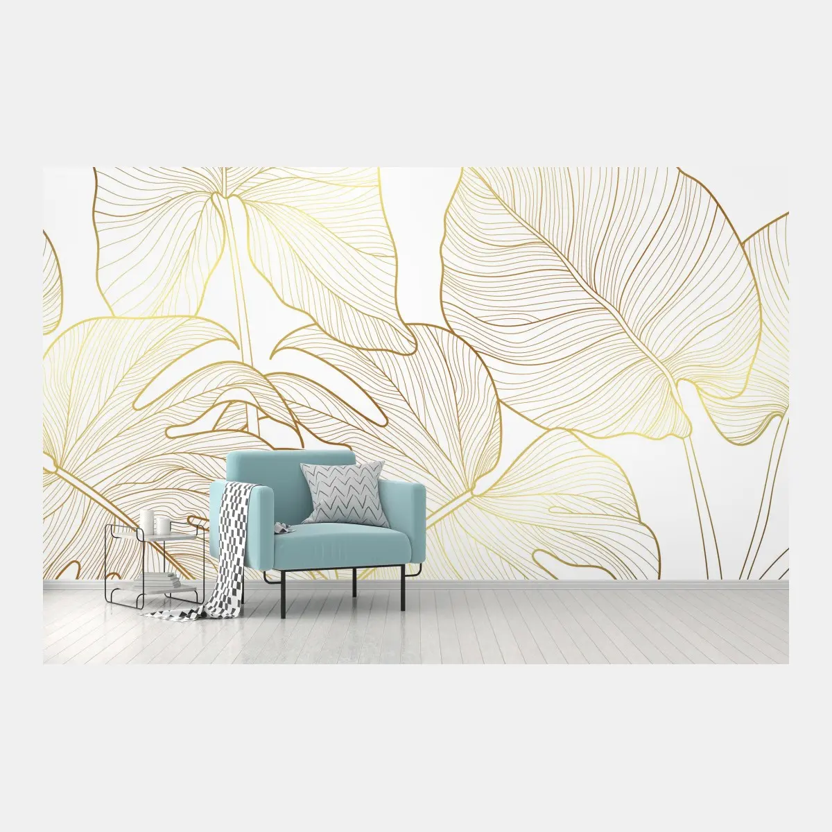 Fototapete goldene botanische blattzeichnung – Pixers®