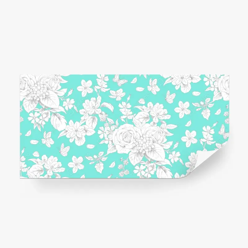 Fototapete türkis floral muster mit blumen