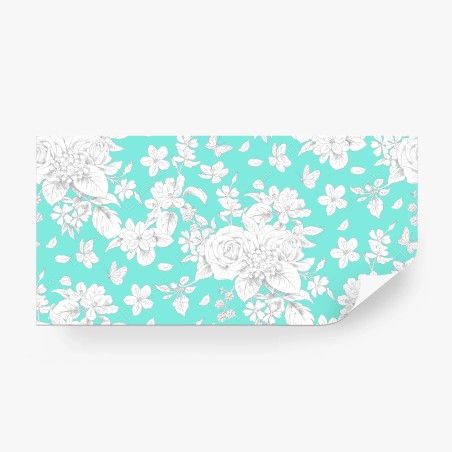 Fototapete türkis floral muster mit blumen – Pixers®