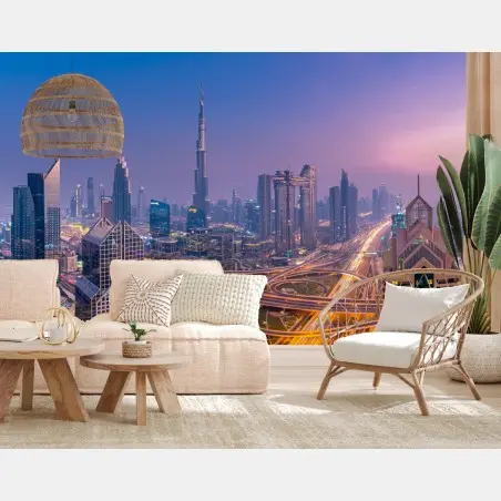 Fototapete panoramablick auf Dubai bei dämmerung – Pixers®