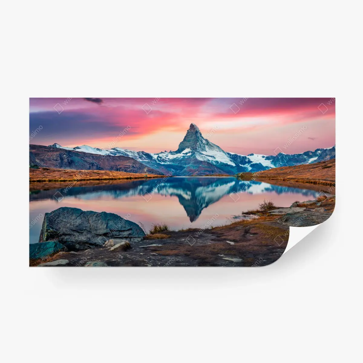 Fototapete majestätisches Matterhorn spiegelt sich im Stellisee – Pixers®