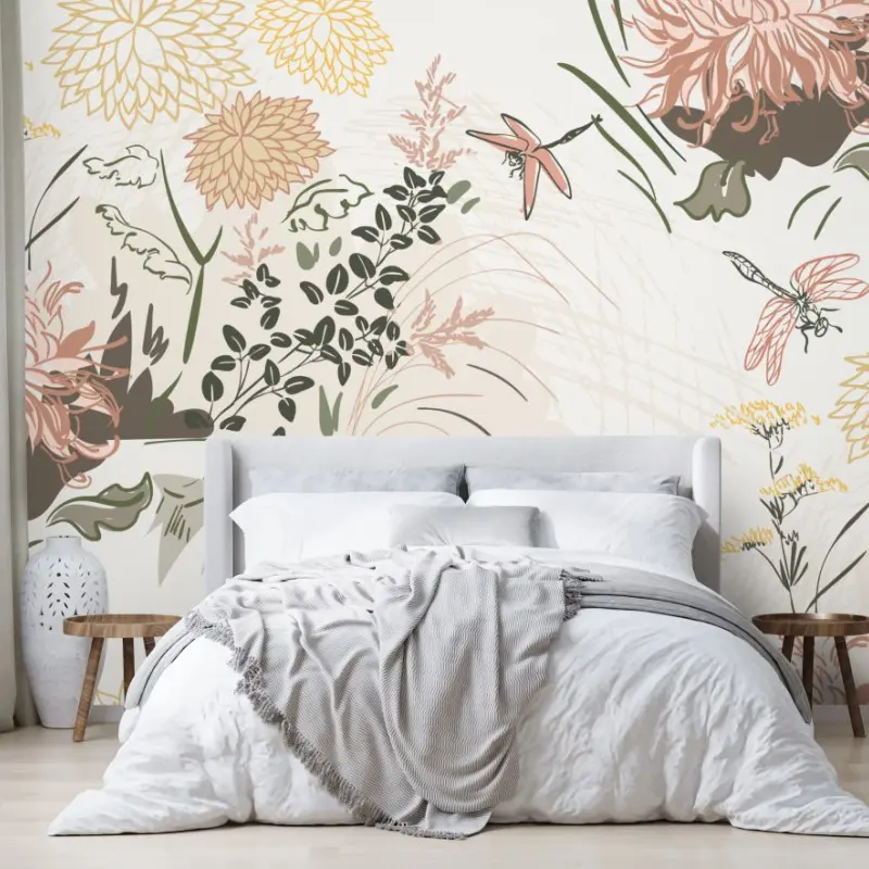 Fototapete zartes pastell-blumenmuster