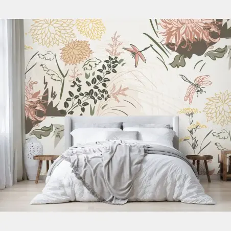 Fototapete zartes pastell-blumenmuster – Pixers®