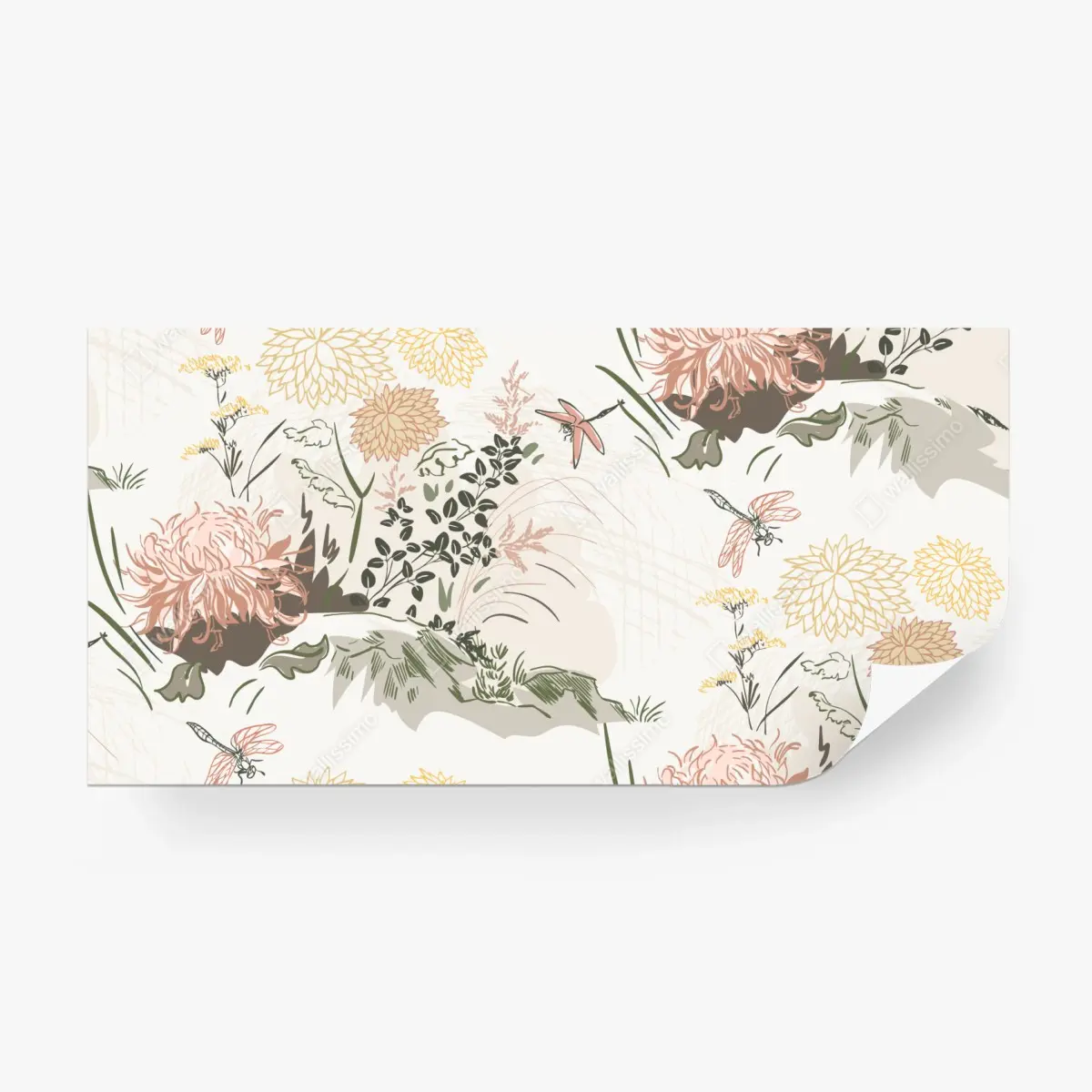 Fototapete zartes pastell-blumenmuster – Pixers®