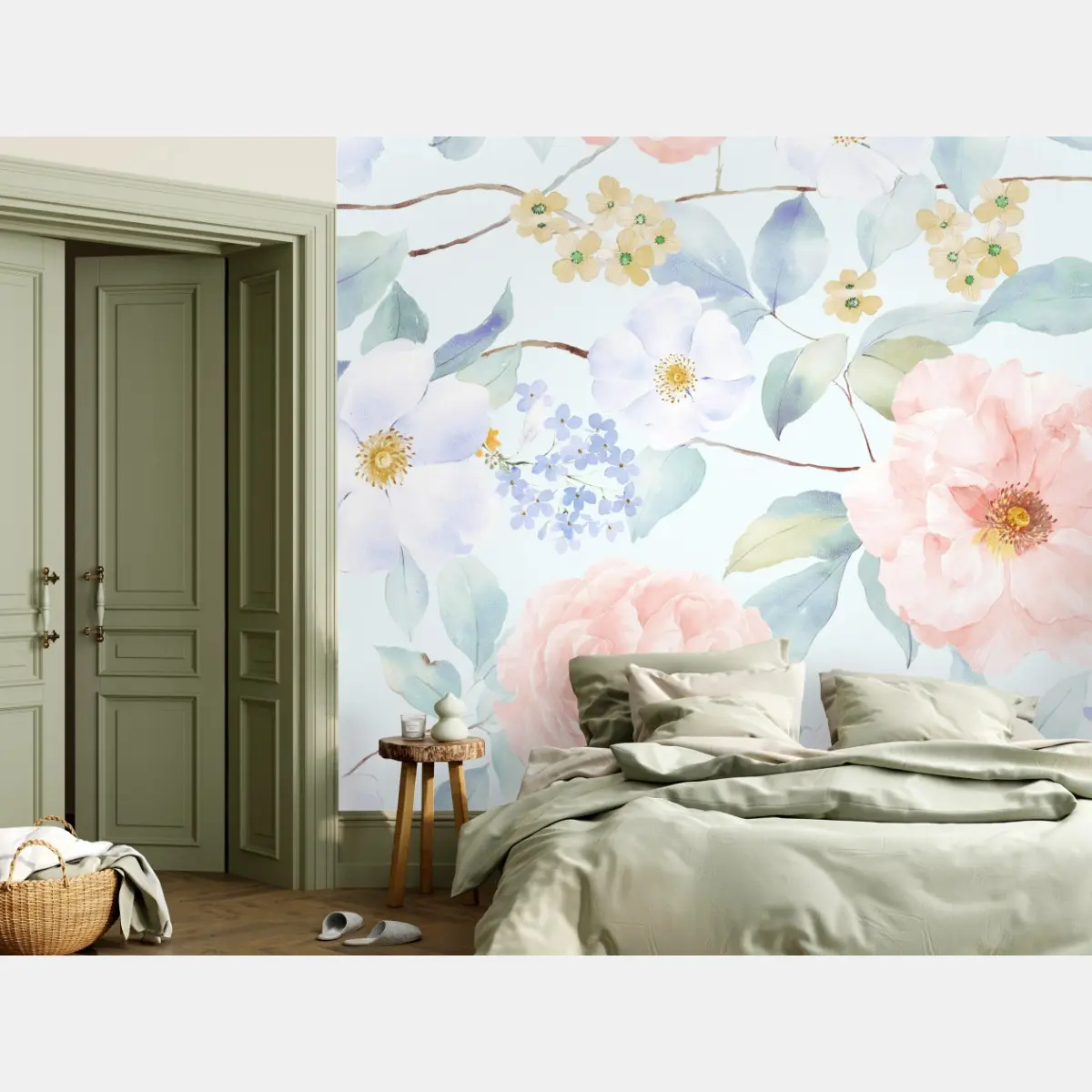 Fototapete zarte pastellblumen in aquarell – Pixers®