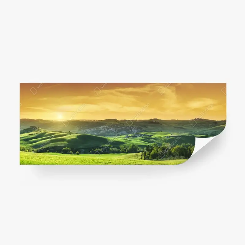 Fototapete Toskana hügel im sonnenuntergang