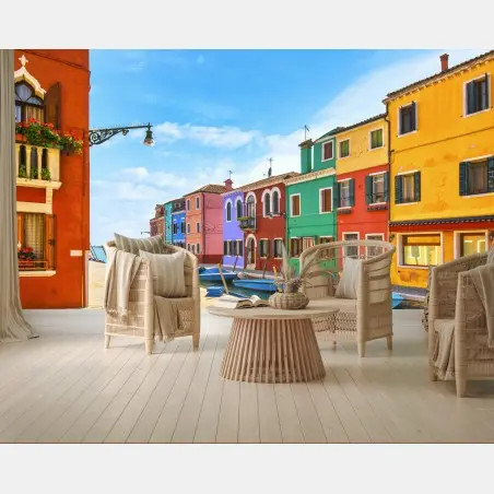 Fototapete bunte kanalhäuser von Burano – Pixers®