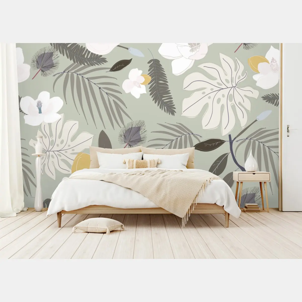 Fototapete zartes pastell botanikmuster – Pixers®