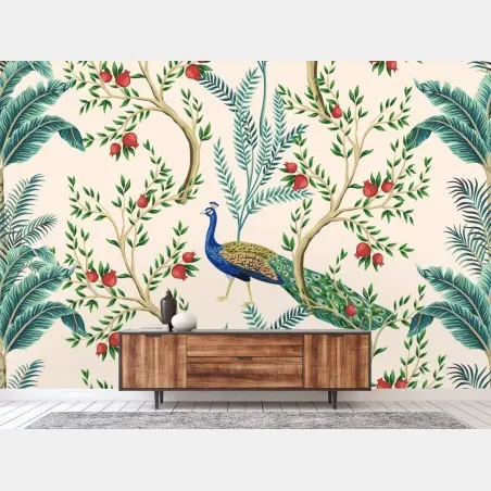 Fototapete pfau zwischen granatästen – Pixers®