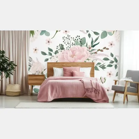Fototapete zartes rosa pfingstrosenmuster – Pixers®