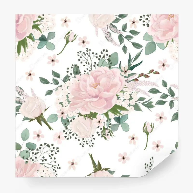 Fototapete zartes rosa pfingstrosenmuster
