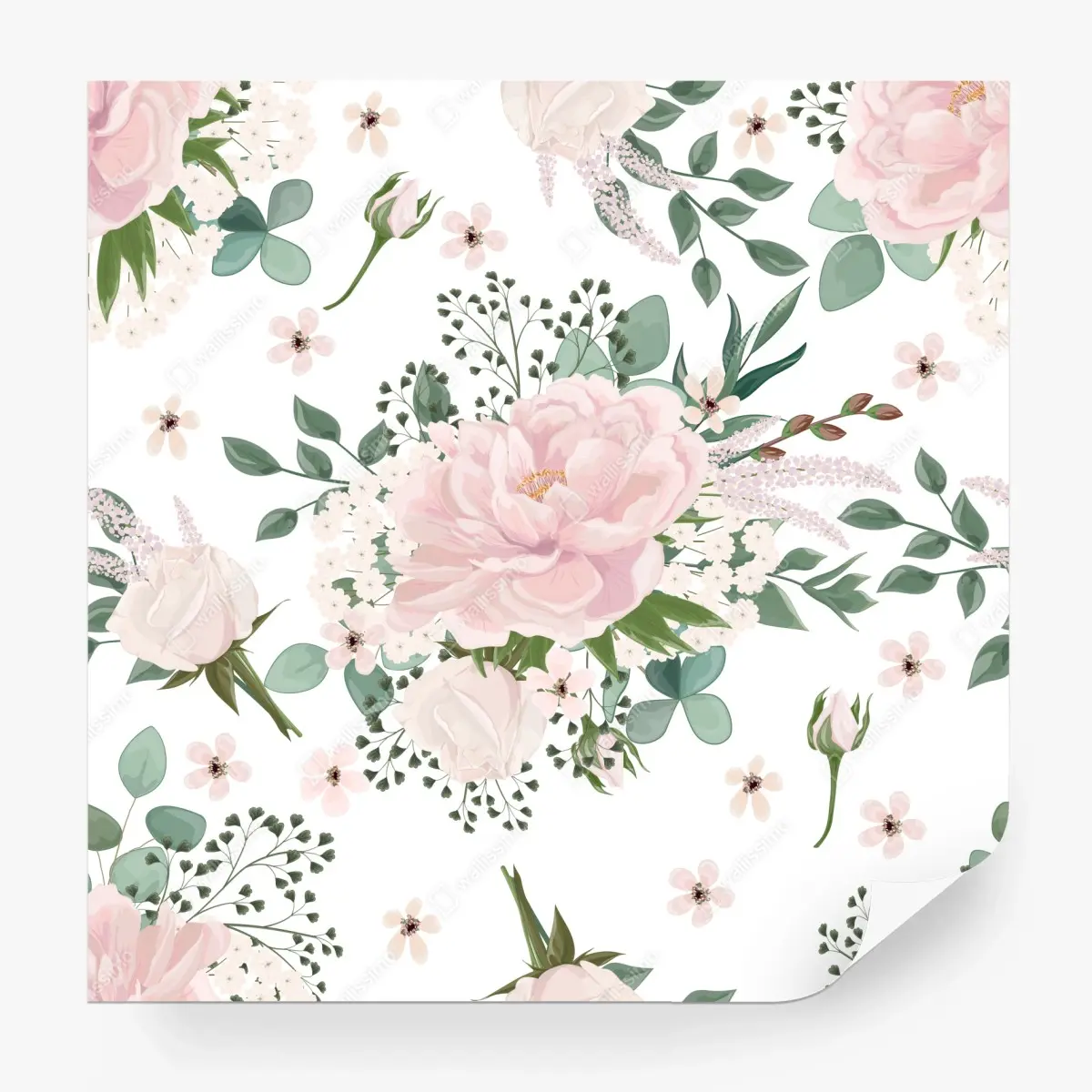 Fototapete zartes rosa pfingstrosenmuster – Pixers®