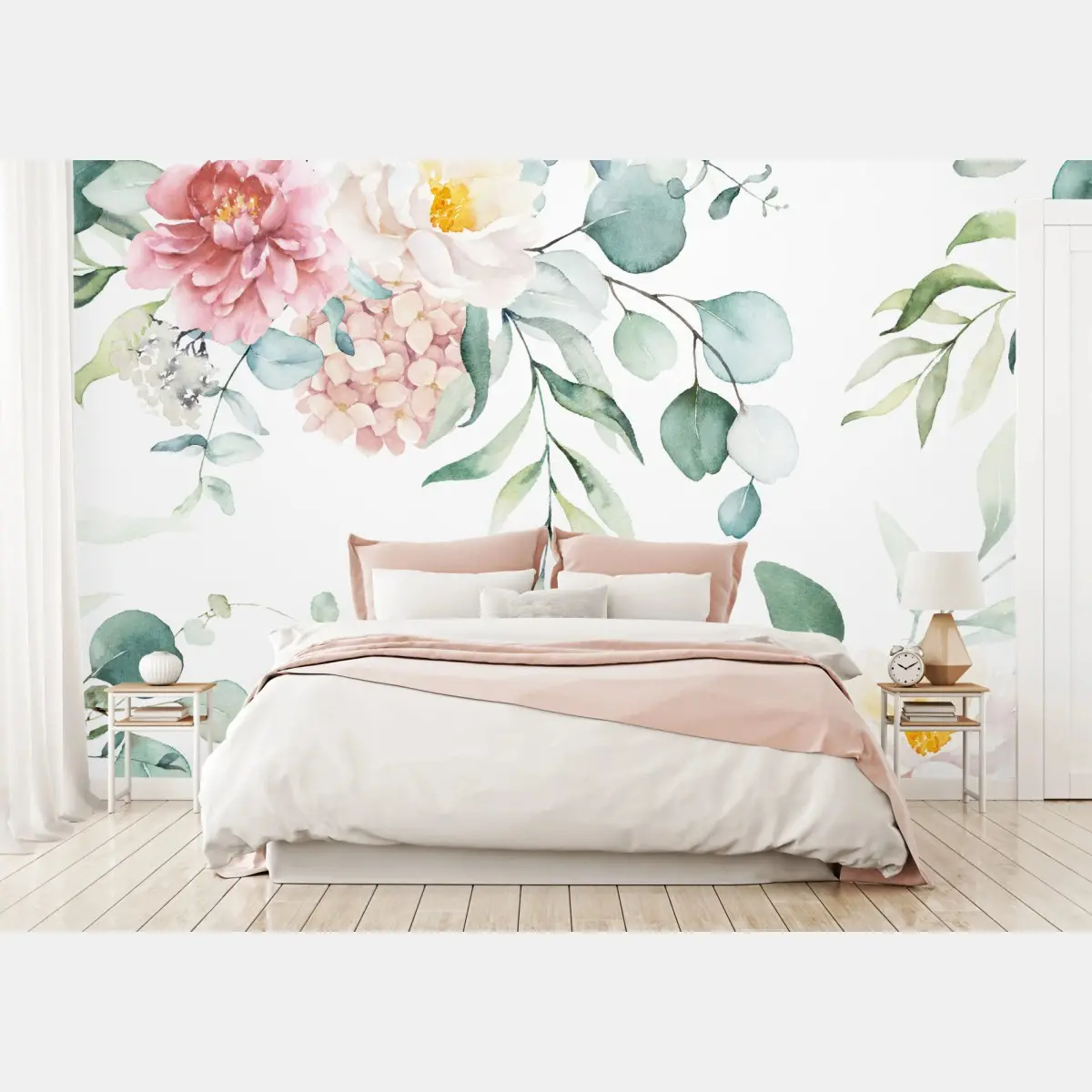 Fototapete zarter aquarellblumenstrauß – Pixers®