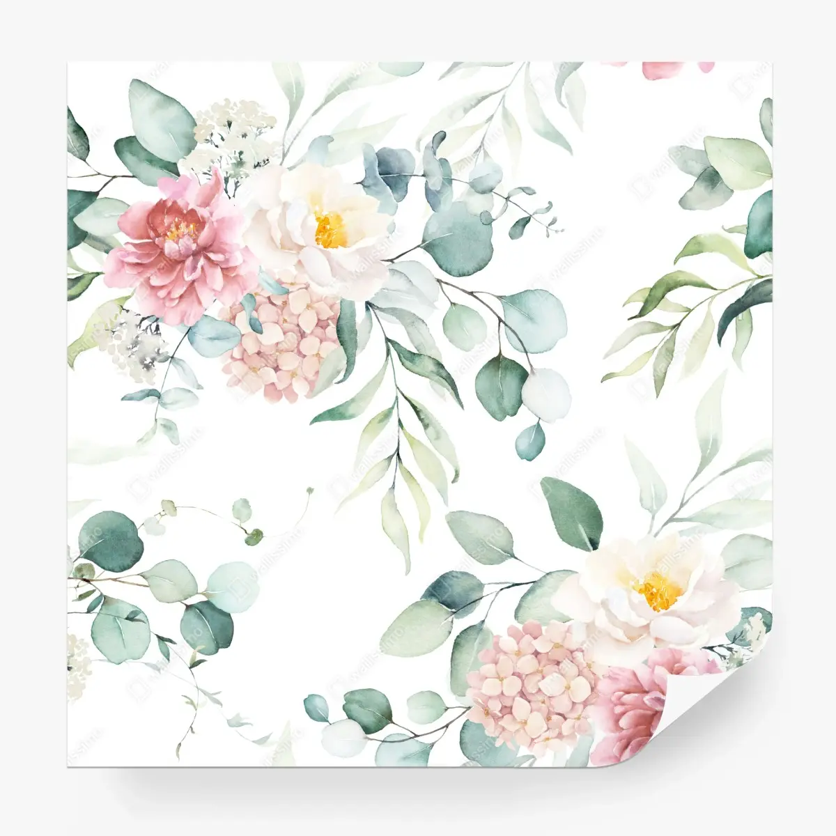 Fototapete zarter aquarellblumenstrauß – Pixers®