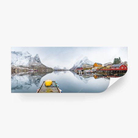 Fototapete spiegelglatter fjord mit bergkulisse – Pixers®