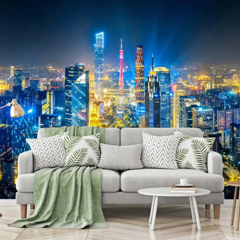 Fototapete nachtpanorama skyline Guangzhou
