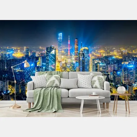 Fototapete nachtpanorama skyline Guangzhou – Pixers®