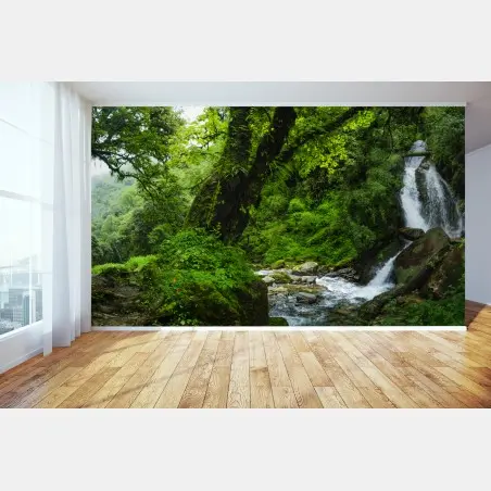 Fototapete üppiger grüner wasserfall im wald – Pixers®