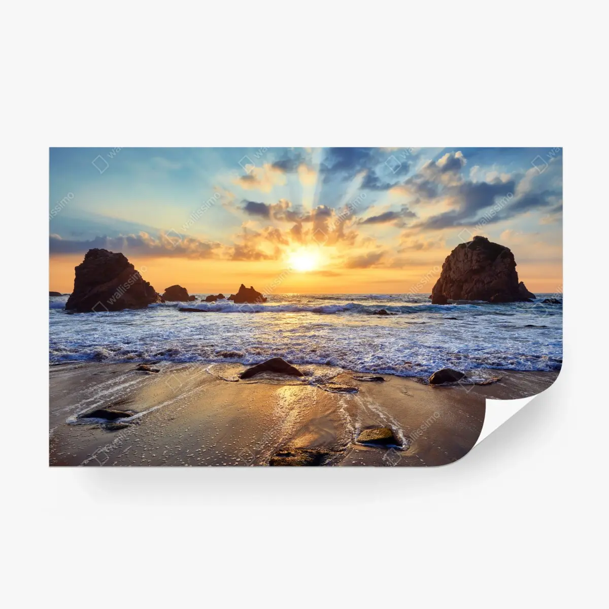 Fototapete sonnenuntergang an der felsigen küste – Pixers®