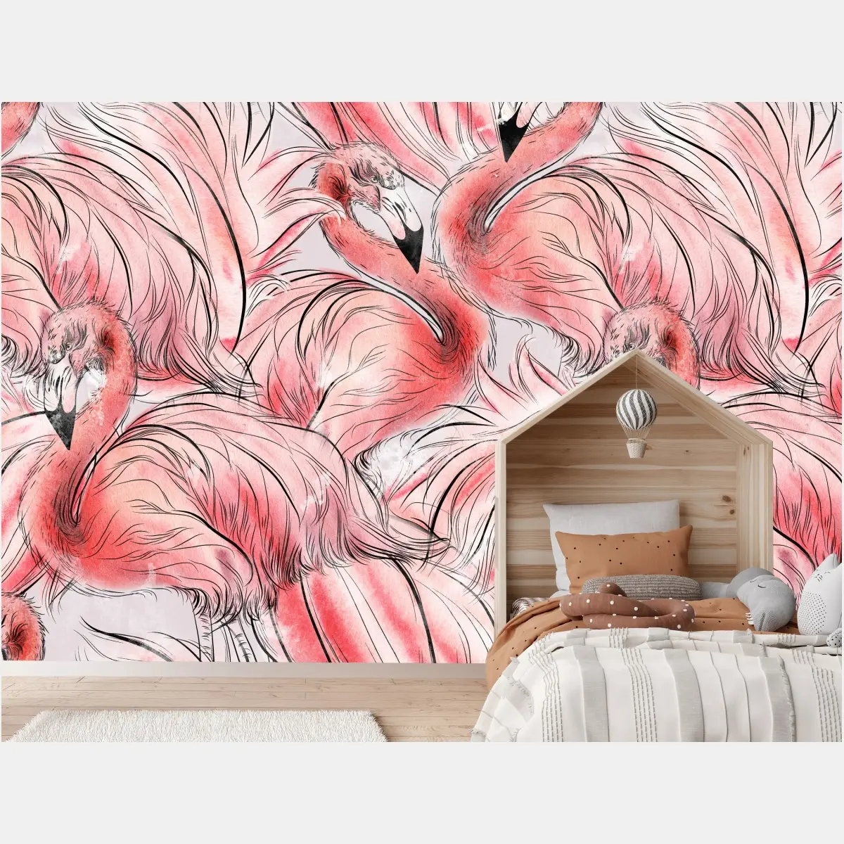 Fototapete aquarell flamingo nahtloses muster – Pixers®