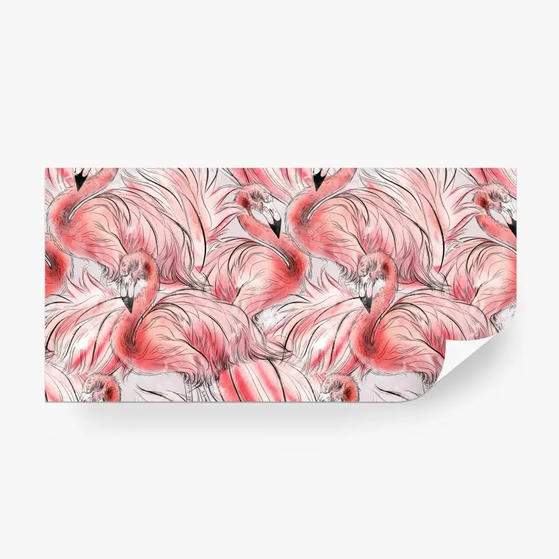 Fototapete aquarell flamingo nahtloses muster