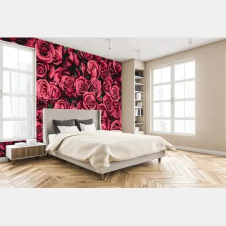 Fototapete pralle rote rosen wandbild – Pixers®