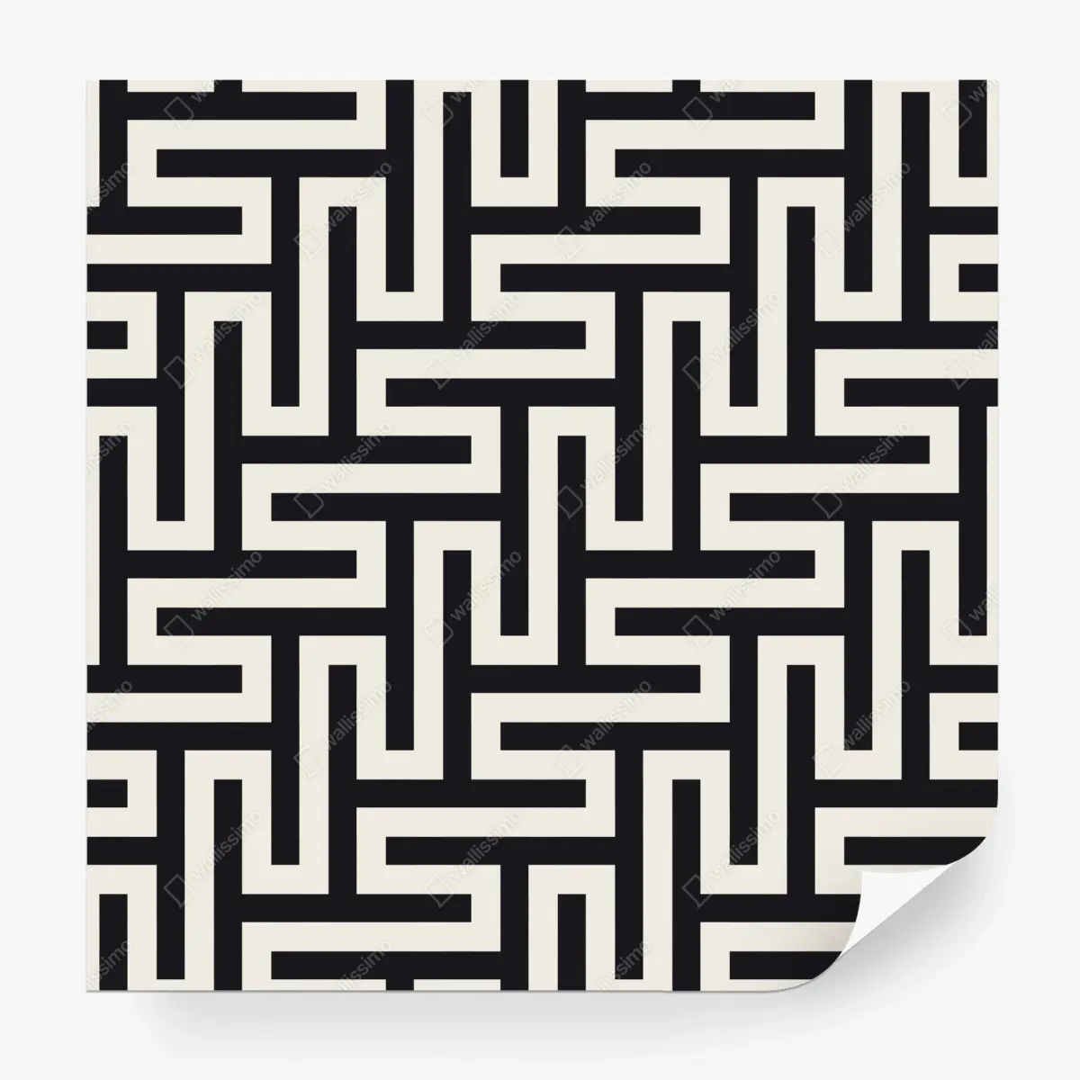 Fototapete geometrisches labyrinthmuster in beige und schwarz – Pixers®