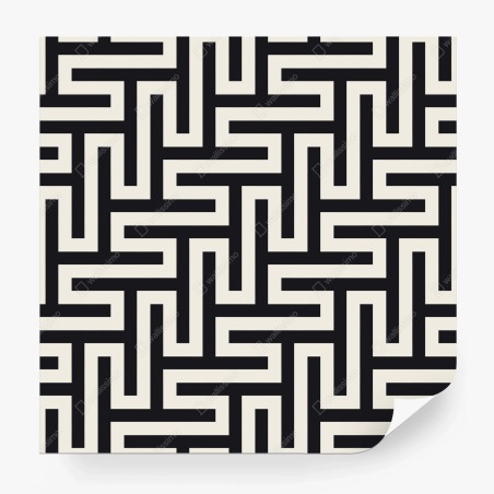Fototapete geometrisches labyrinthmuster in beige und schwarz – Pixers®
