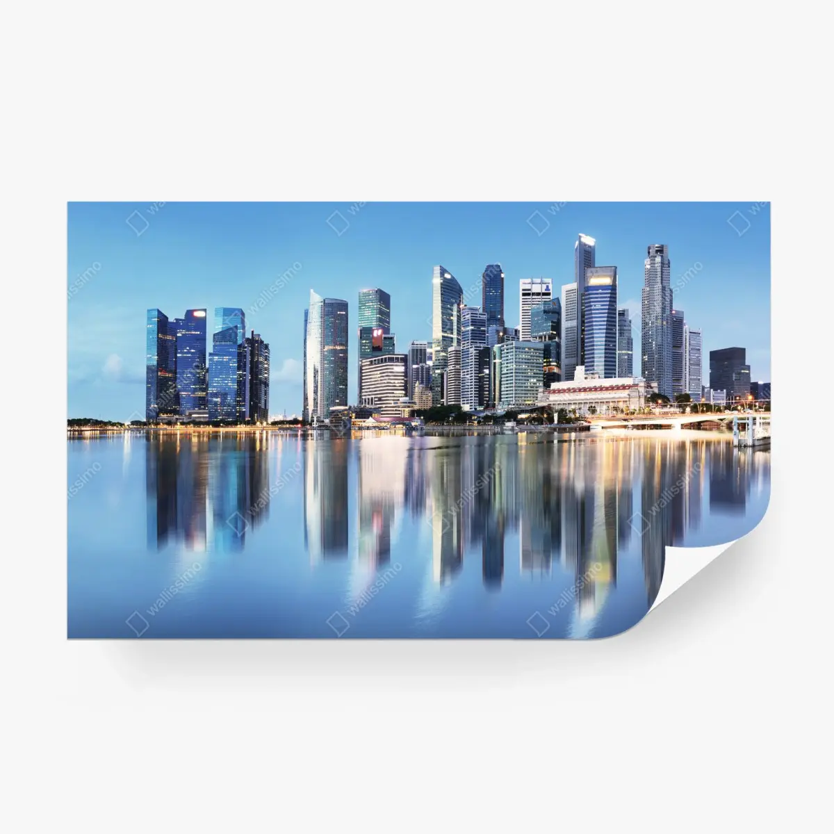 Fototapete moderne stadtskyline gespiegelt im wasser – Pixers®