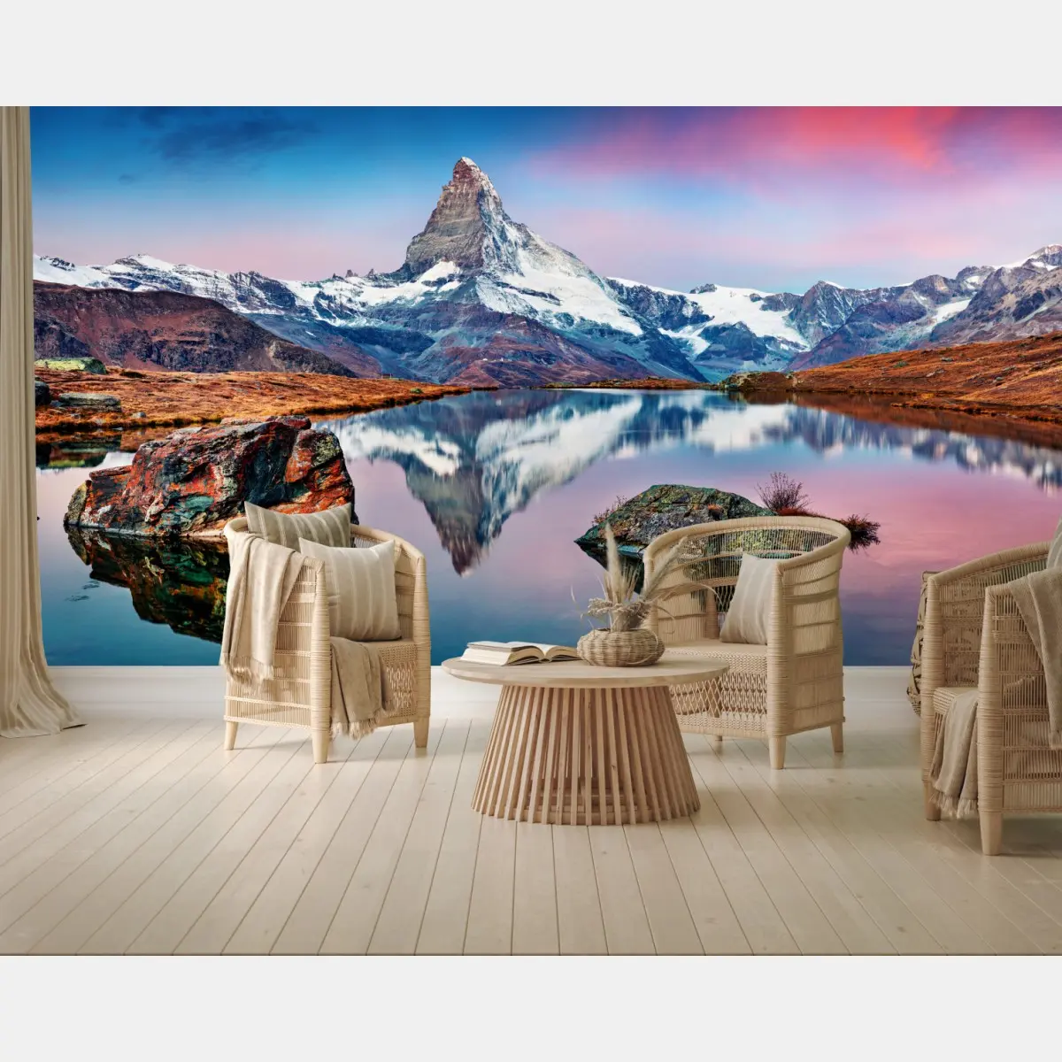Fototapete spiegelung am Matterhorn bei sonnenaufgang – Pixers®