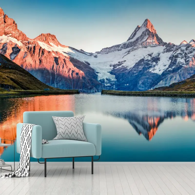 Fototapete sonnenuntergangsreflexionen am Bachalpsee, Schweiz