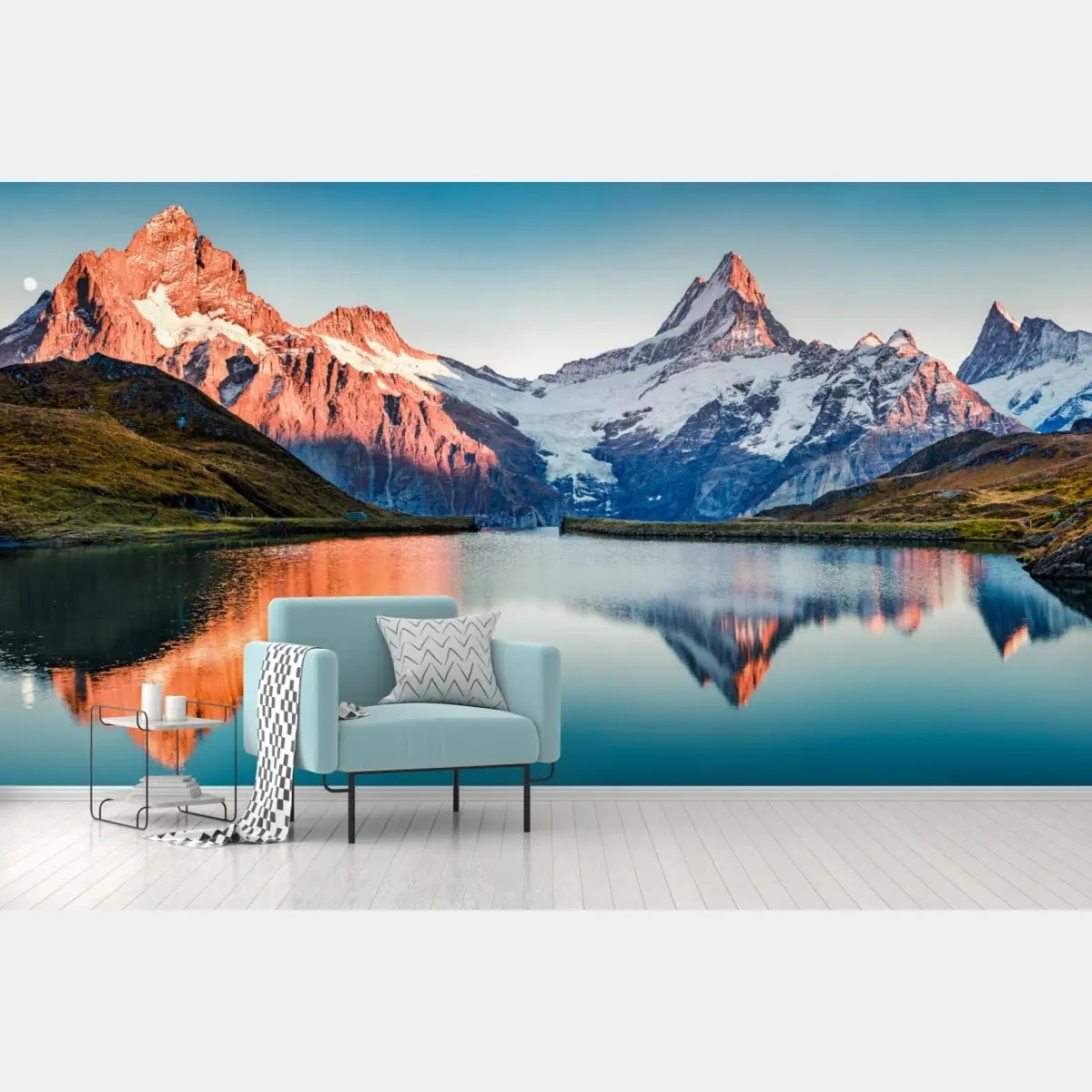 Fototapete sonnenuntergangsreflexionen am Bachalpsee, Schweiz – Pixers®