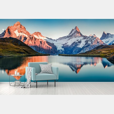 Fototapete sonnenuntergangsreflexionen am Bachalpsee, Schweiz – Pixers®