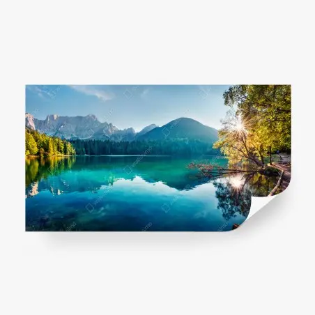 Fototapete sonniger Fusine see, Julische Alpen – Pixers®