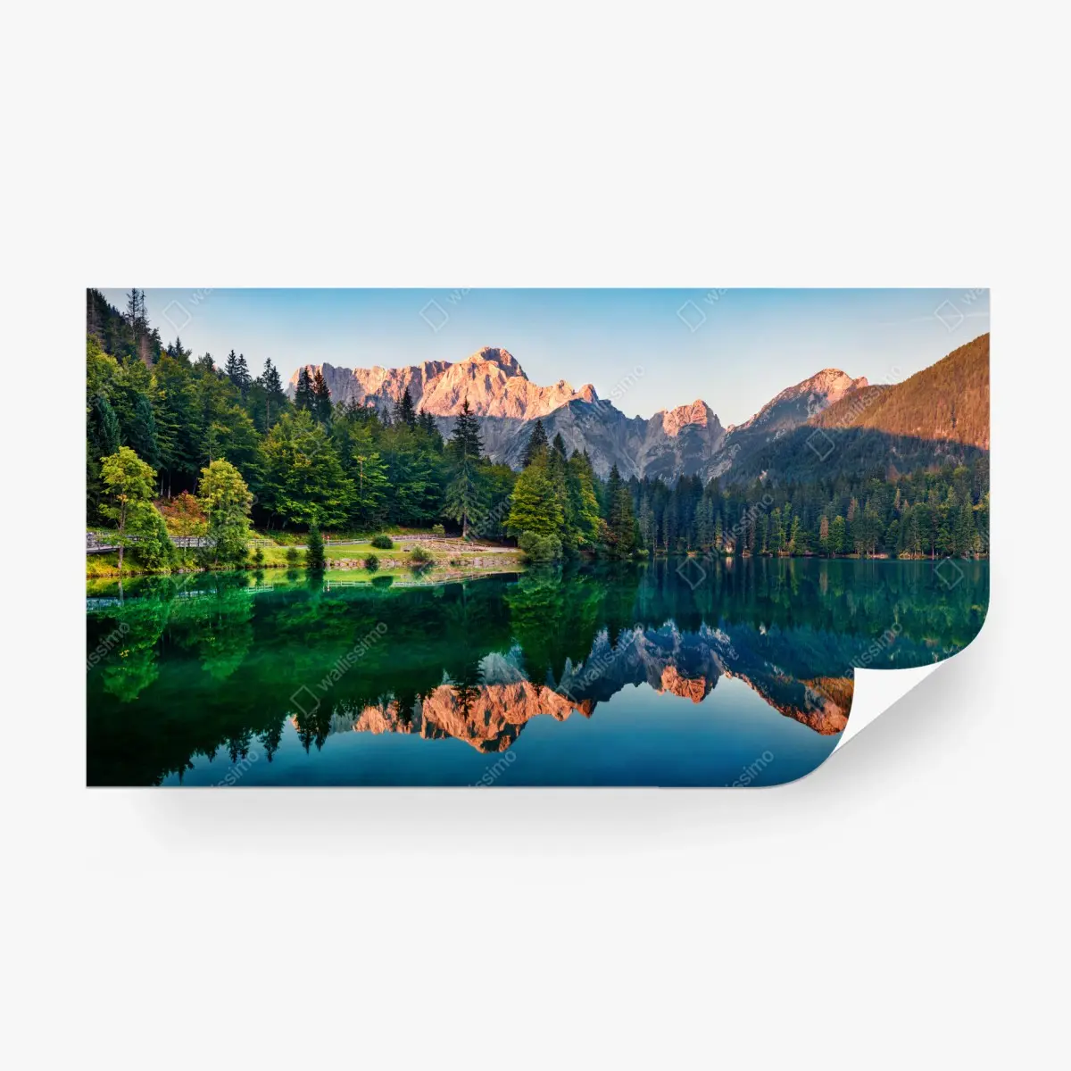 Fototapete ruhiger morgen am Fusine See, Julische Alpen – Pixers®