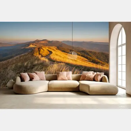Fototapete goldener bergkamm im sonnenuntergang – Pixers®