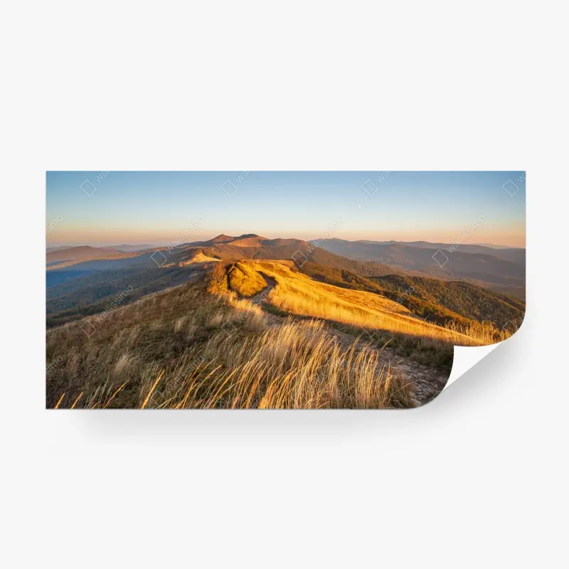 Fototapete goldener bergkamm im sonnenuntergang