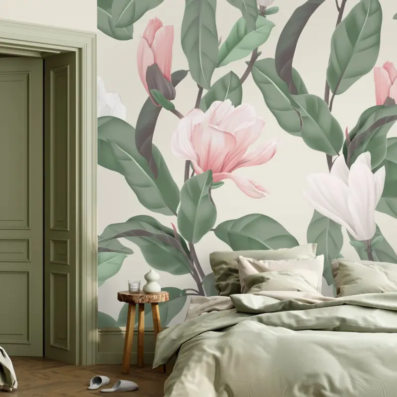 Fototapete pastell magnolienmuster