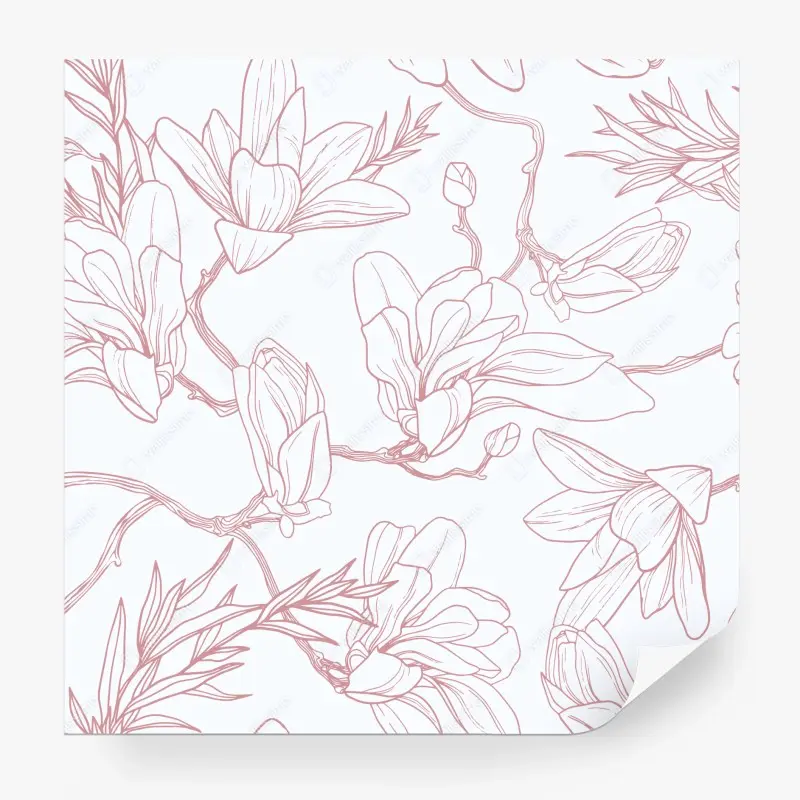 Fototapete zartes magnolienmuster in sanftem rosa