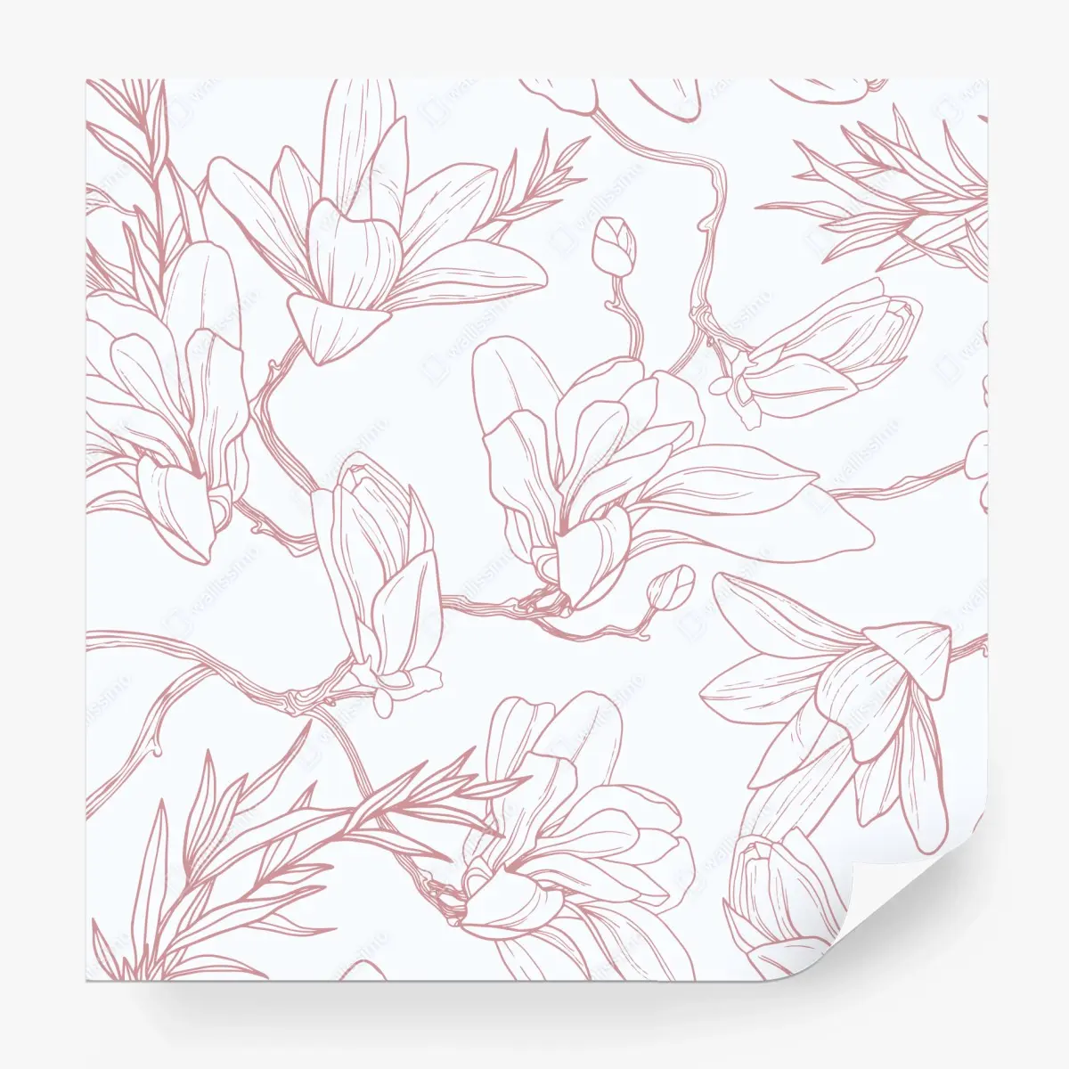 Fototapete zartes magnolienmuster in sanftem rosa – Pixers®