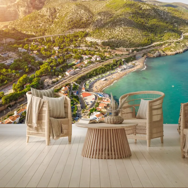 Fototapete türkise küstenlandschaft aus der vogelperspektive