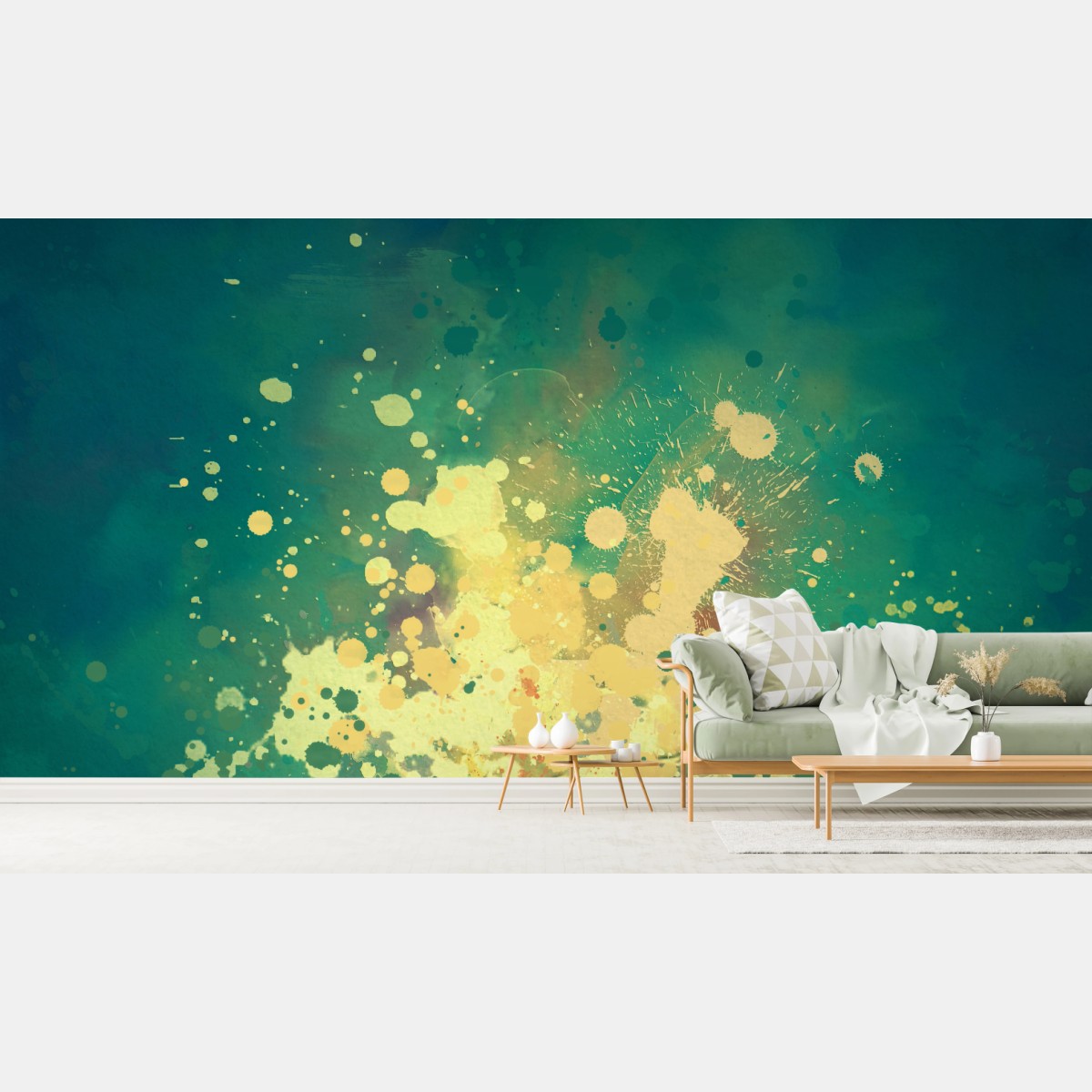 Fototapete türkiser aquarellausbruch abstrakt – Pixers®